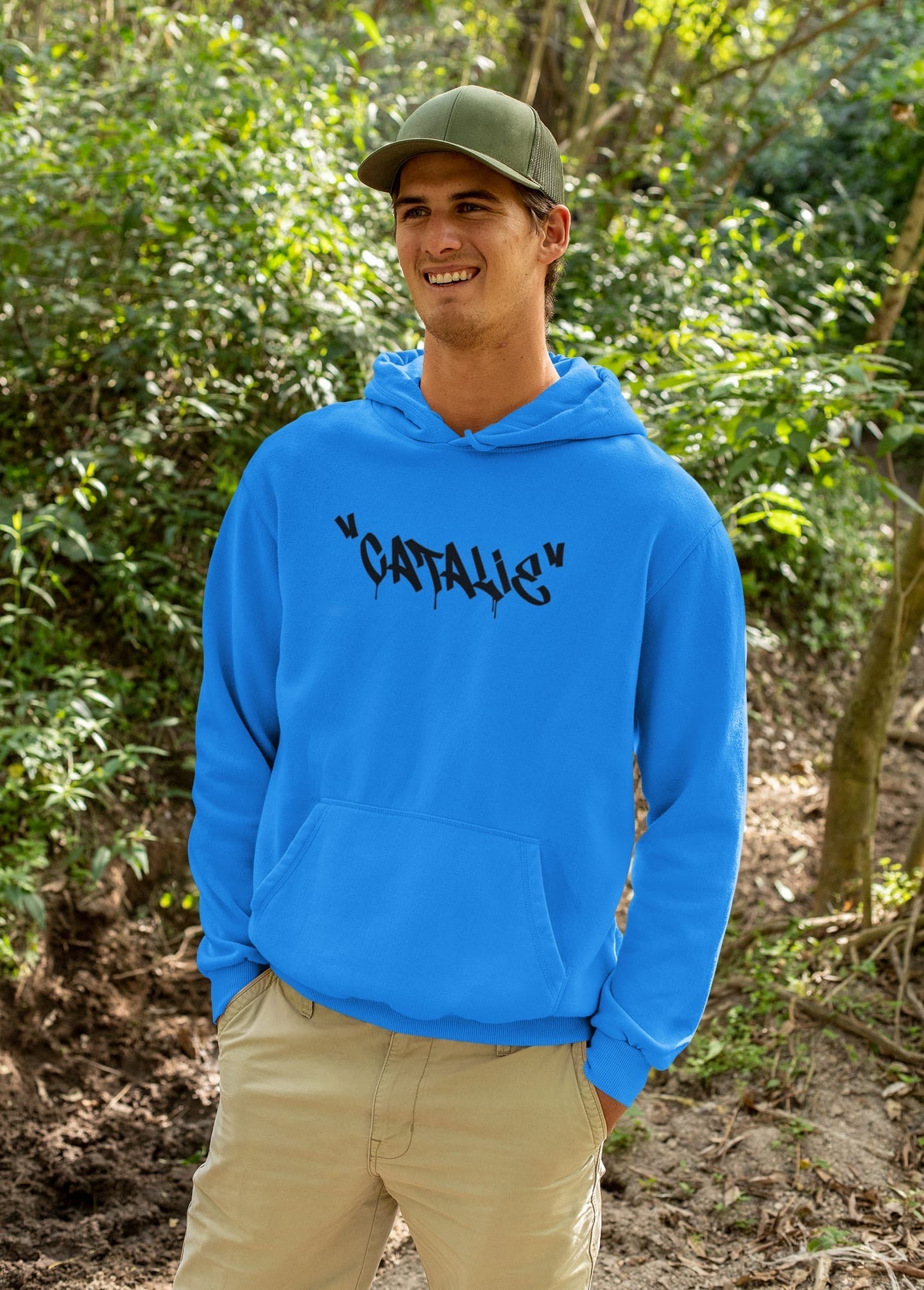Catalie Klasik Mavi Erkek Kapüşonlu Sweatshirt