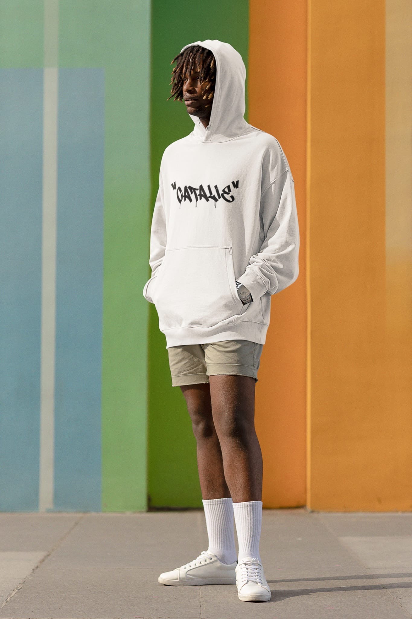 Catalie Erkek Kapüşonlu Sweatshirt — Beyaz